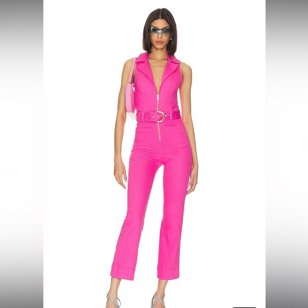 Show Me Your Mumu Jacksonville Cropped Jumpsuit in hot pink denim